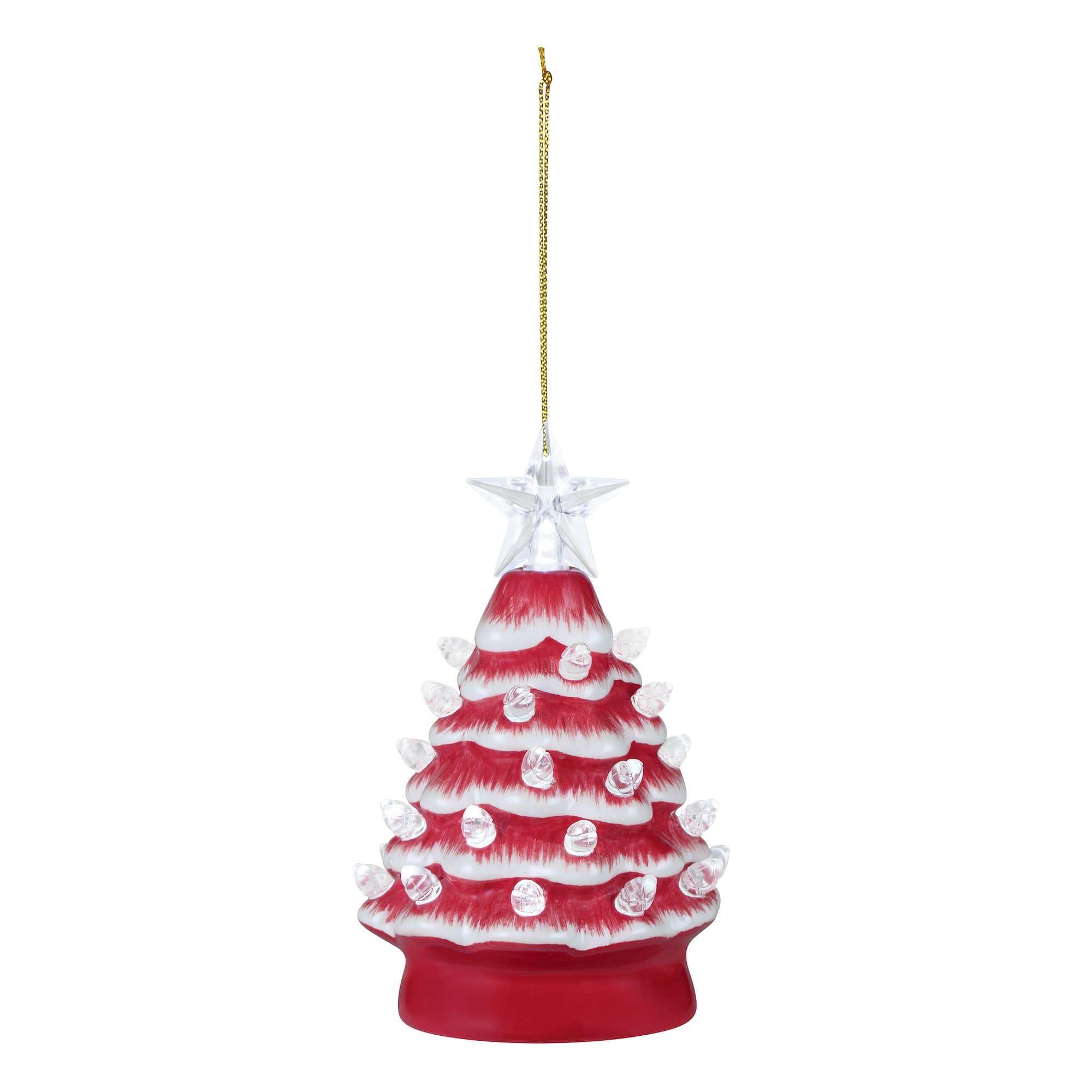 Mr. Christmas 5" Nostalgic Ceramic Tree Ornament with White Bulbs
